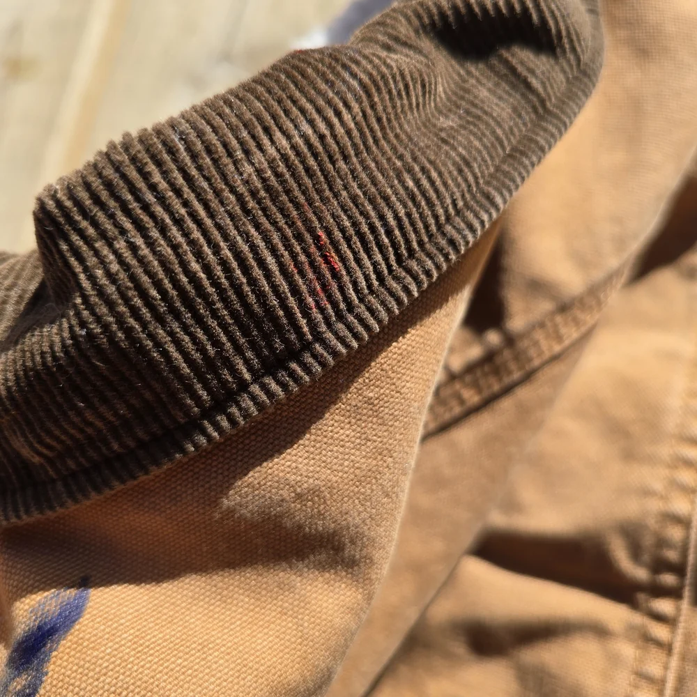 Woolrich Jacket Mens Size XL Trucker Brown Canvas Sherpa lined Corduroy Collar - Picture 11 of 11